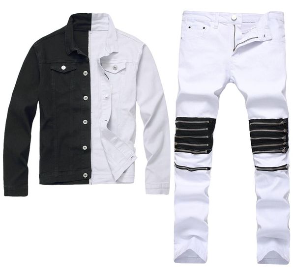 men039s slim fit tracksuits denim jacket pants 2pcs set black and white twocolor long sleeve coat ripped holes zipper decora3001645, Gray
men039s slim fit tracksuits denim jacket pants 2pcs set black and white twocolor long sleeve coat ripped holes zipper decora3001645, Gray