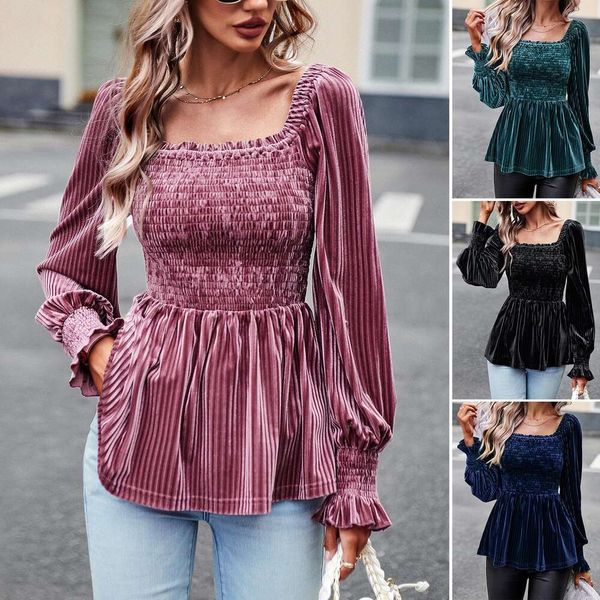 velvet blouse womens autumn winter blouses temperament commuter long sleeved, White
velvet blouse womens autumn winter blouses temperament commuter long sleeved, White