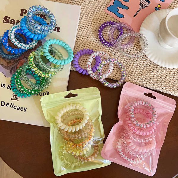 6pcs/set candy color hair rope girl summer telephone wire elastic hair band frosted spiral cord rubber hair tie stretch headband, Slivery;white
6pcs/set candy color hair rope girl summer telephone wire elastic hair band frosted spiral cord rubber hair tie stretch headband, Slivery;white