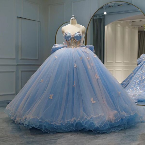 sky blue big bow train quinceanera dresses sweetheart boning corset butterfly gillter beaded vestidos de xv brillosos, Blue;red
sky blue big bow train quinceanera dresses sweetheart boning corset butterfly gillter beaded vestidos de xv brillosos, Blue;red