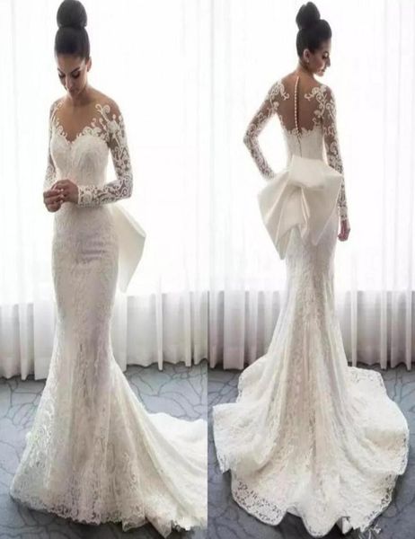 2019 appliques lace long sleeve mermaid wedding dresses sheer neck saudi arabic wedding gowns with attachable train bridal dresses2786491, White
2019 appliques lace long sleeve mermaid wedding dresses sheer neck saudi arabic wedding gowns with attachable train bridal dresses2786491, White