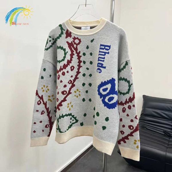 heavy fabric rhude knitted sweater men women 1 1 vintage cashew flower jacquard rhude sweatshirts pullovers, White;black
heavy fabric rhude knitted sweater men women 1 1 vintage cashew flower jacquard rhude sweatshirts pullovers, White;black
