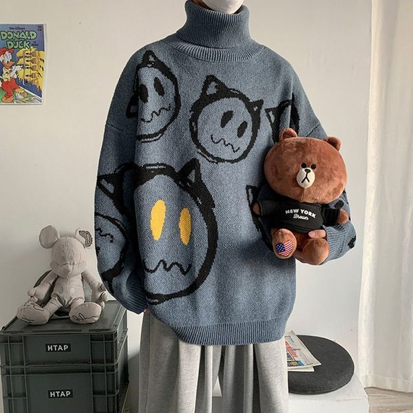 men's sweaters korean literature art turtleneck sweater men autumn winter lazy style knitted sweater cartoon devil print wool clothes p, White;black
men's sweaters korean literature art turtleneck sweater men autumn winter lazy style knitted sweater cartoon devil print wool clothes p, White;black