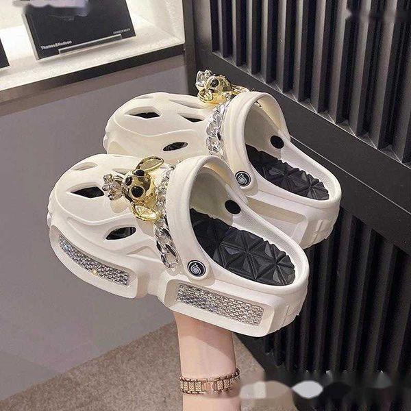 sandals summer outwear trend women's hole shoes thick sole machine armor baotou beach cool ladies slippers crystal female, Black
sandals summer outwear trend women's hole shoes thick sole machine armor baotou beach cool ladies slippers crystal female, Black