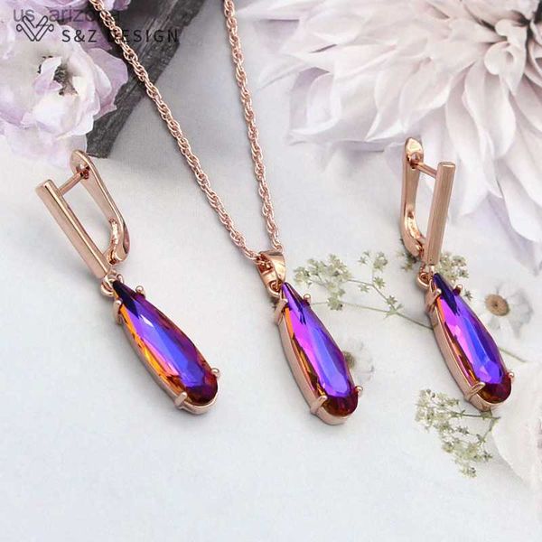 s z design new fashion water drop crystal jewelry sets for women 585 rose gold color dangle earrings pendant necklace l230620, Silver
s z design new fashion water drop crystal jewelry sets for women 585 rose gold color dangle earrings pendant necklace l230620, Silver