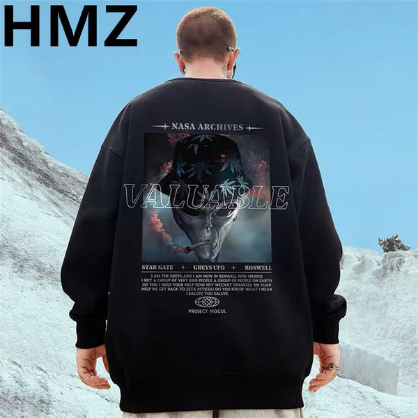 men's hoodies sweatshirts hmz autumn men fashion aliens print loose cotton o neck long sleeve oversized chic pullovers 230808, Black
men's hoodies sweatshirts hmz autumn men fashion aliens print loose cotton o neck long sleeve oversized chic pullovers 230808, Black