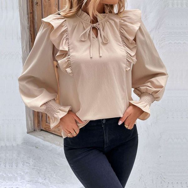 item title womens blouses clothing spring and summer collection ruffled long sleeved design shirt for women, White
item title womens blouses clothing spring and summer collection ruffled long sleeved design shirt for women, White