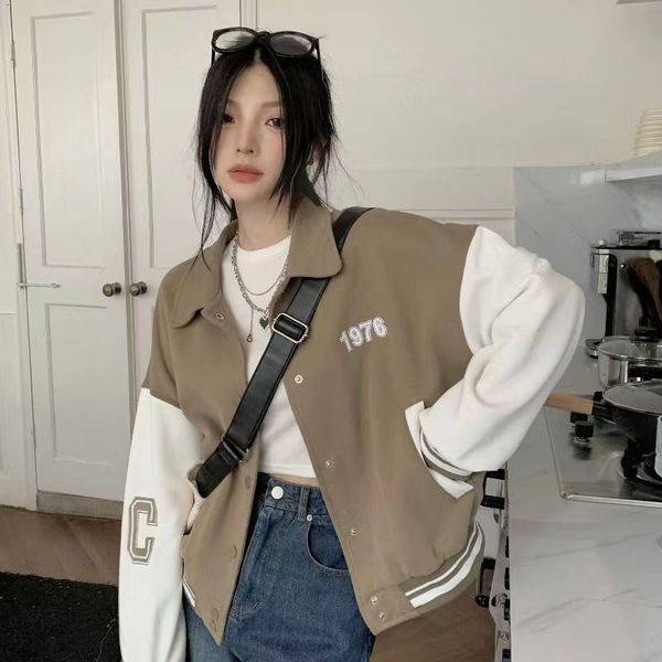 womens jackets houzhou vintage crop bomber jacket women korean fashion streetwear preppy style casual short embroidery oversize coats 230808, Black;brown
womens jackets houzhou vintage crop bomber jacket women korean fashion streetwear preppy style casual short embroidery oversize coats 230808, Black;brown