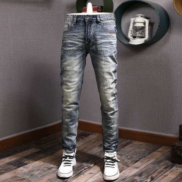 men's jeans italian style fashion men retro blue slim fit elastic trousers casual ripped vintage designer denim pants hombre 230809
men's jeans italian style fashion men retro blue slim fit elastic trousers casual ripped vintage designer denim pants hombre 230809