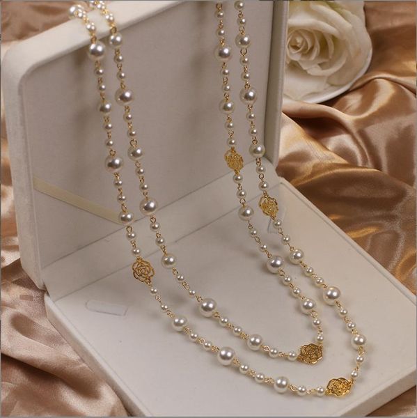 pendant necklaces temperament long pearl necklace women's fashion multi layered hollow flower sweater chain korean edition accessories, Silver
pendant necklaces temperament long pearl necklace women's fashion multi layered hollow flower sweater chain korean edition accessories, Silver