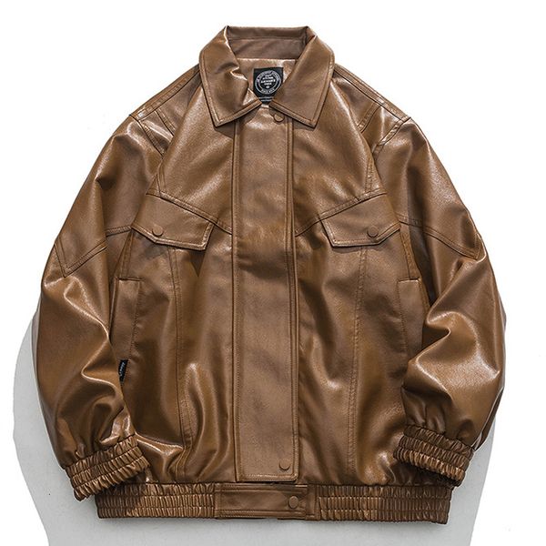 men's jackets 2023 autumn spring vintage pu leather jacket men motorcycle letterman solid color male baseball varsity bomber 230809, Black;brown
men's jackets 2023 autumn spring vintage pu leather jacket men motorcycle letterman solid color male baseball varsity bomber 230809, Black;brown