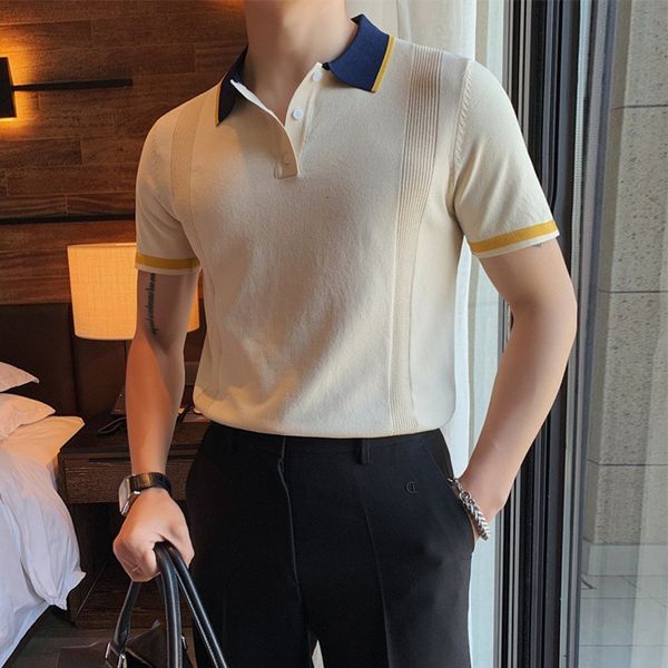 men's polos luxury mens polo shirts knit thin breathable casual men summer fashion patchwork button short sleeve slim 230808, White;black
men's polos luxury mens polo shirts knit thin breathable casual men summer fashion patchwork button short sleeve slim 230808, White;black