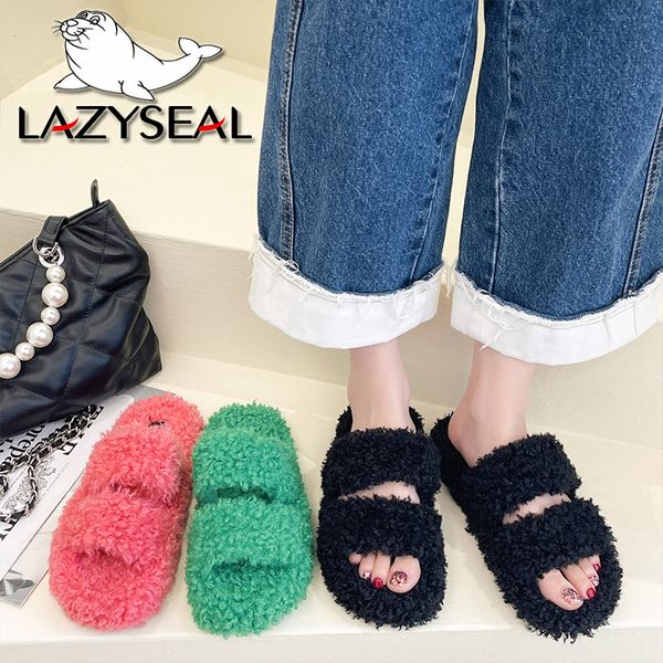 slippers lazyseal 3cm heel colorful faux fur fashion mules soft women indoor home furry slides flip flops size 42 zapatos mujer 230808, Black 
slippers lazyseal 3cm heel colorful faux fur fashion mules soft women indoor home furry slides flip flops size 42 zapatos mujer 230808, Black