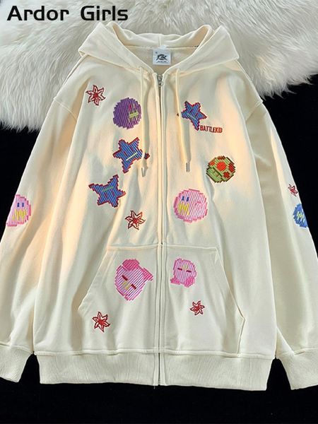 women's hoodies sweatshirts y2k embroidery women's sweatshirt autumn cotton long sleeve zipper female hoodies drawstring loose ove, Black
women's hoodies sweatshirts y2k embroidery women's sweatshirt autumn cotton long sleeve zipper female hoodies drawstring loose ove, Black