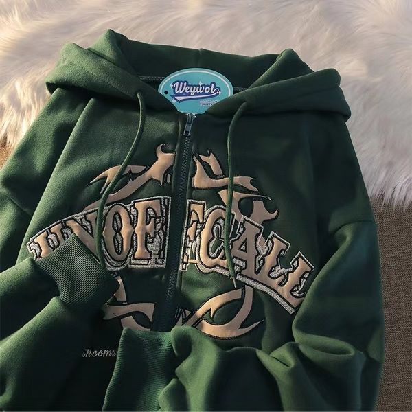 men's hoodies sweatshirts american retro letter embroidery zipper hip hop loose couple cardigan coat original national hooded sweatshir, Black
men's hoodies sweatshirts american retro letter embroidery zipper hip hop loose couple cardigan coat original national hooded sweatshir, Black