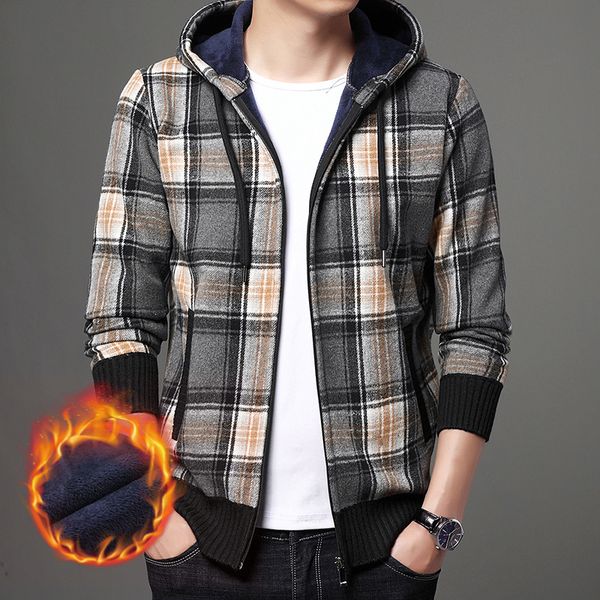 men's jackets brand fashion wool thick velvet hooded casual baseball collar plaid jacket men's windproof jacket men's clothes, Black;brown
men's jackets brand fashion wool thick velvet hooded casual baseball collar plaid jacket men's windproof jacket men's clothes, Black;brown