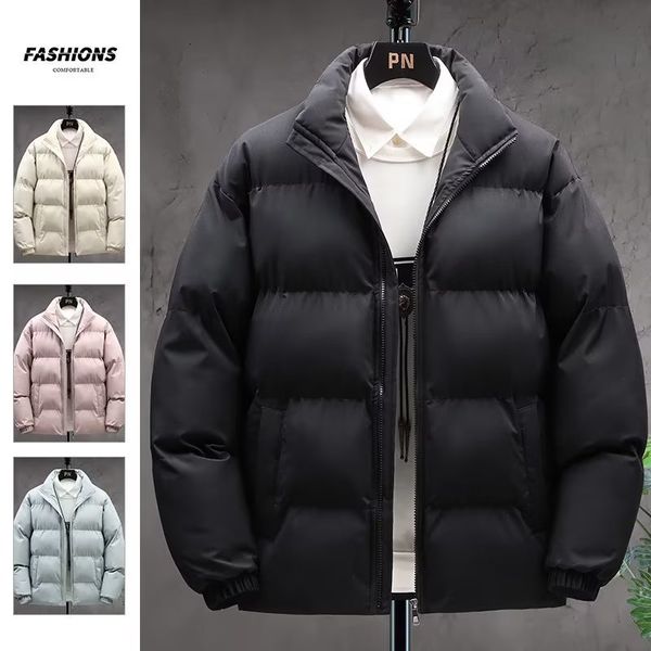 men's down parkas 4xl winter jacket thickened warm cotton coat standing collar solid color casual fashion couple streetwear 230809, Black
men's down parkas 4xl winter jacket thickened warm cotton coat standing collar solid color casual fashion couple streetwear 230809, Black