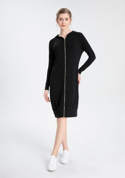 women's hoodies sweatshirts spring- summer woman zipper dress soft modal double ribbing breathable lady wear cover the knee 230808, Black
women's hoodies sweatshirts spring- summer woman zipper dress soft modal double ribbing breathable lady wear cover the knee 230808, Black