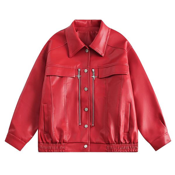 men's jackets men's chain pu leather jacket lapel single breasted casual fashion loose coat couple high street hip hop jaquetas 2, Black;brown
men's jackets men's chain pu leather jacket lapel single breasted casual fashion loose coat couple high street hip hop jaquetas 2, Black;brown