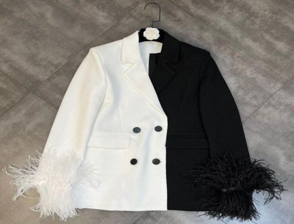 women039s suits blazers prepomp 2022 spring arrival long sleeve feather cuff double breasted buttons black white patchwork bl4623180, White;black
women039s suits blazers prepomp 2022 spring arrival long sleeve feather cuff double breasted buttons black white patchwork bl4623180, White;black