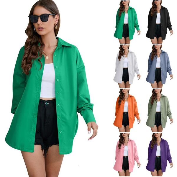 womens clothing shirt spring and autumn style pure color bright blouse long sleeve top, White
womens clothing shirt spring and autumn style pure color bright blouse long sleeve top, White