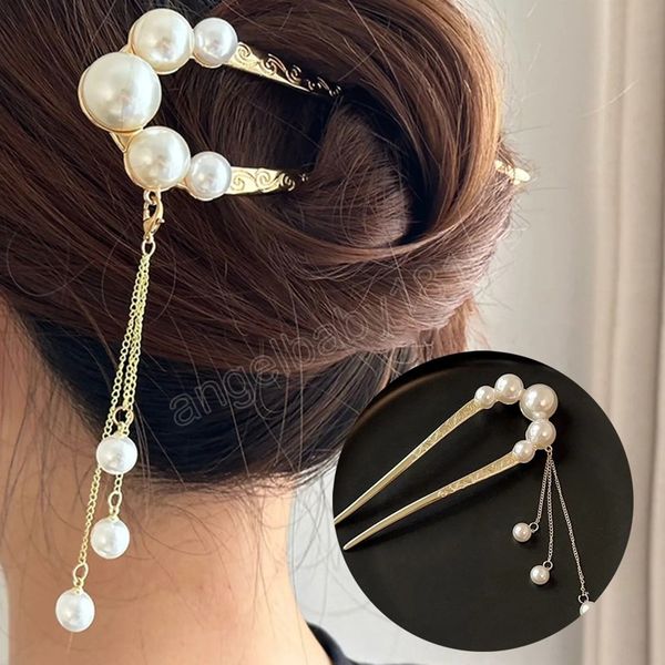 fashion luxury gold color elegant pearl tassel hairpin for women metal u shape hair stick hair accessories jewelry chinese style, Slivery;white
fashion luxury gold color elegant pearl tassel hairpin for women metal u shape hair stick hair accessories jewelry chinese style, Slivery;white