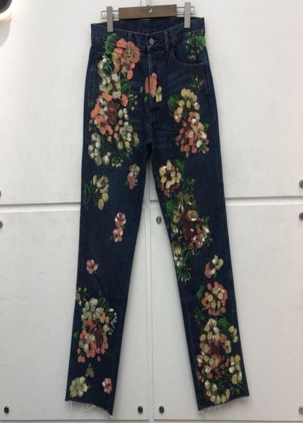 flower graffiti print vintage washed distressed jeans men women pants trousers3575889, Blue 
flower graffiti print vintage washed distressed jeans men women pants trousers3575889, Blue
