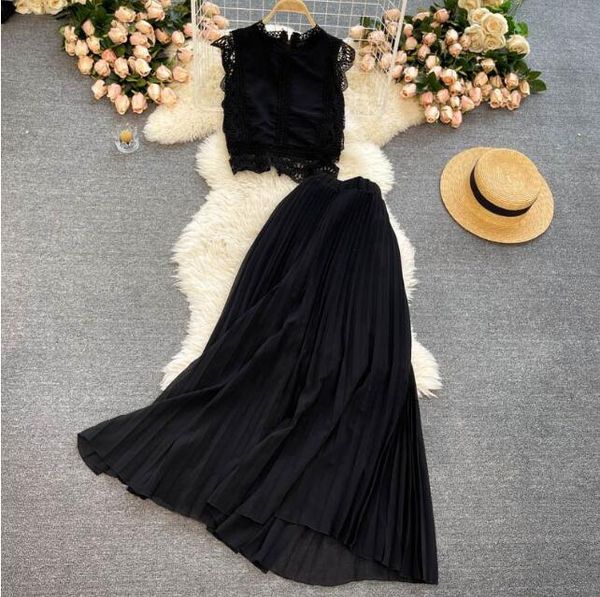 holiday suits for women skirts summer lace women high waist pleated chiffon white skirt women 2 pices set beach dress 220311, White;red
holiday suits for women skirts summer lace women high waist pleated chiffon white skirt women 2 pices set beach dress 220311, White;red