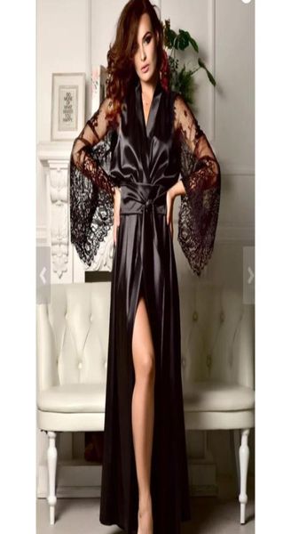spring silk lace women bathrobe sleepwear black transparent satin long robes belt bathing robe maxi nightdress nightgown8846821, Black;red
spring silk lace women bathrobe sleepwear black transparent satin long robes belt bathing robe maxi nightdress nightgown8846821, Black;red