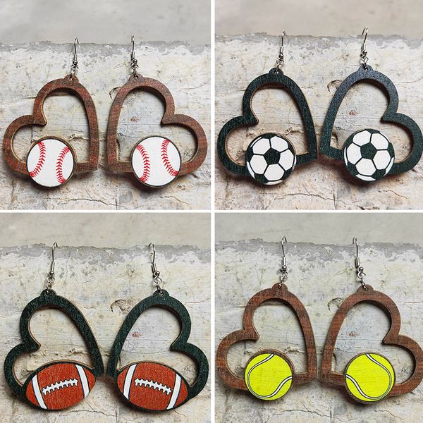heart earrings charm wooden studs football basketball soccer pendant earring fashion accessories, Golden
heart earrings charm wooden studs football basketball soccer pendant earring fashion accessories, Golden