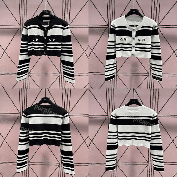 womens knitted cardigan luxury brand designer striped 2 color knitted sweater casual crew neck fashion top, White
womens knitted cardigan luxury brand designer striped 2 color knitted sweater casual crew neck fashion top, White