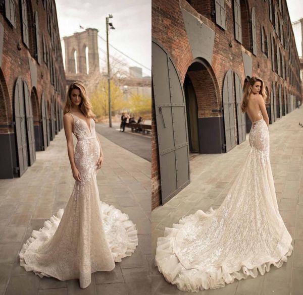 2018 berta mermaid wedding dresses plunging v neck backless wedding gowns sweep train applique lace bridal dress custom made2775632, White
2018 berta mermaid wedding dresses plunging v neck backless wedding gowns sweep train applique lace bridal dress custom made2775632, White