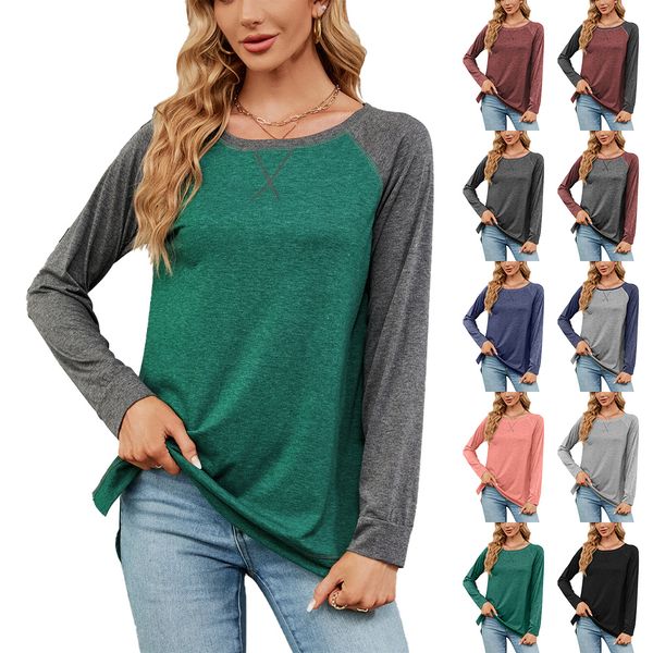 women's t-shirt fashion women autumn color block stitching o neck long sleeve faux leather clothing, White
women's t-shirt fashion women autumn color block stitching o neck long sleeve faux leather clothing, White