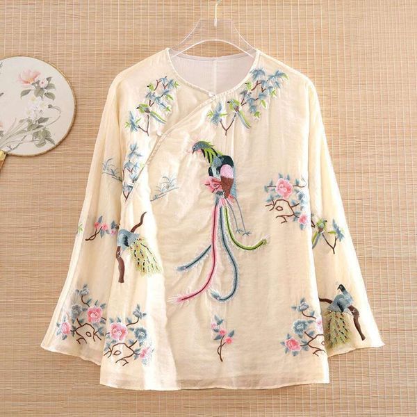 retro style regular shirt ancient chinese clothing summer phoenix heavy industry embroidery loose slimming for, White
retro style regular shirt ancient chinese clothing summer phoenix heavy industry embroidery loose slimming for, White
