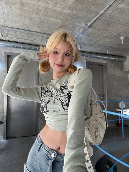 women's t shirts y2k vintage green long sleeve tshirts women kpop crop egirl 90s aesthetic streetwear slim female corset, White
women's t shirts y2k vintage green long sleeve tshirts women kpop crop egirl 90s aesthetic streetwear slim female corset, White