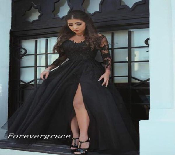 modern long sleeves evening dress modest thinghigh split chiffon a line black formal party gown custom made plus size3005772, Black;red
modern long sleeves evening dress modest thinghigh split chiffon a line black formal party gown custom made plus size3005772, Black;red