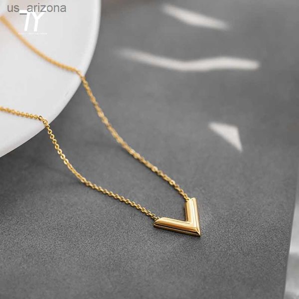 classic titanium steel v-letter pendant gold color necklace for woman 2022 korean fashion jewelry gothic party girls chain l230620, Silver
classic titanium steel v-letter pendant gold color necklace for woman 2022 korean fashion jewelry gothic party girls chain l230620, Silver