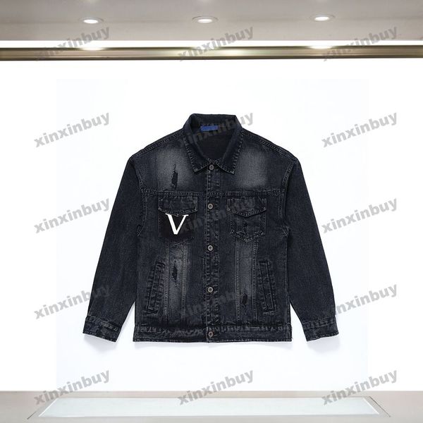 xinxinbuy men designer coat jacket destroyed letter patch denim long sleeve women blue red green white xs-2xl, Black;brown
xinxinbuy men designer coat jacket destroyed letter patch denim long sleeve women blue red green white xs-2xl, Black;brown