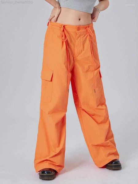 women's pants summer baggy cargo drawstring low waist solid color parachute long trousers with flap pockets streetwear, Black;white
women's pants summer baggy cargo drawstring low waist solid color parachute long trousers with flap pockets streetwear, Black;white