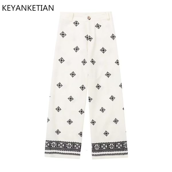 women's pants s keyanketian women vintage embroidery casual linen wide leg female chic high waist zipper pantalone ankle length trouser, Black;white
women's pants s keyanketian women vintage embroidery casual linen wide leg female chic high waist zipper pantalone ankle length trouser, Black;white