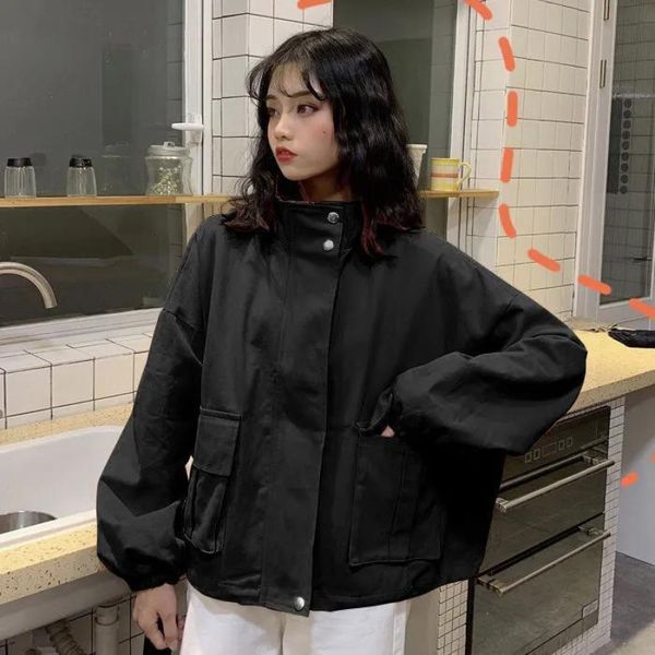 womens jackets qweek cropped harajuku preppy style black for women zipper safari long sleeve korean fashion outerwear 230808, Black;brown
womens jackets qweek cropped harajuku preppy style black for women zipper safari long sleeve korean fashion outerwear 230808, Black;brown