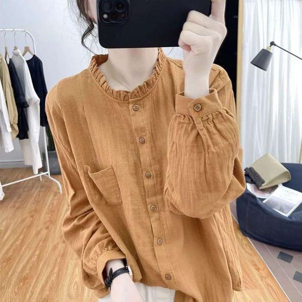 item title cotton and linen long sleeved shirt for women spring autumn pure color retro loose fashion all matching, White
item title cotton and linen long sleeved shirt for women spring autumn pure color retro loose fashion all matching, White