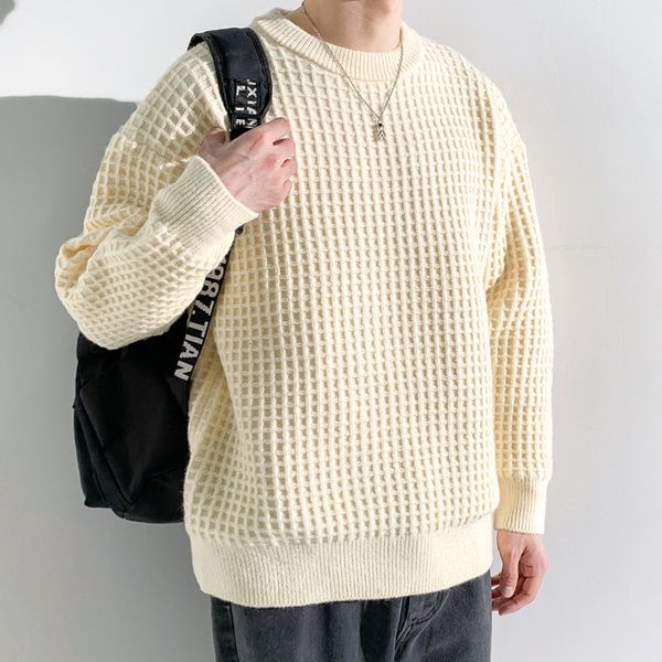 men's sweaters autumn and winter solid color waffle plaid knitwear fashion casual oneck oversize sweater thickening warm men clothing 2, White;black
men's sweaters autumn and winter solid color waffle plaid knitwear fashion casual oneck oversize sweater thickening warm men clothing 2, White;black