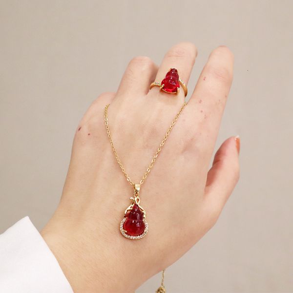 wedding jewelry sets never fade stainless steel chain natural red ruby jade necklace shining iced out natural stone gourd calabash pendant n, Slivery;golden
wedding jewelry sets never fade stainless steel chain natural red ruby jade necklace shining iced out natural stone gourd calabash pendant n, Slivery;golden