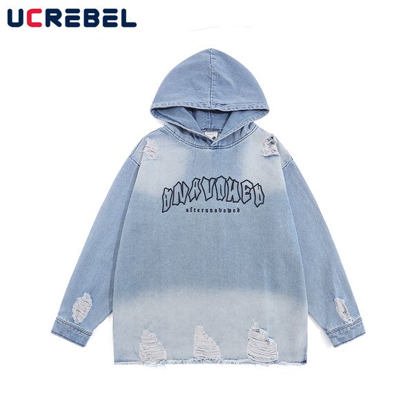 mens hoodies sweatshirts gradient dyed washed hooded streetwear ripped hole loose casual denim men 230808, Black
mens hoodies sweatshirts gradient dyed washed hooded streetwear ripped hole loose casual denim men 230808, Black