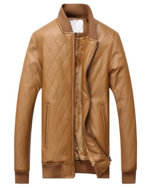pu motorcycle leather jacket winter men slim outwear bomber jackets9315518, Black