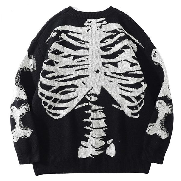 men's sweaters all-matching knit sweater for women men long sleeve skeleton bone print pullover 230808, White;black
men's sweaters all-matching knit sweater for women men long sleeve skeleton bone print pullover 230808, White;black