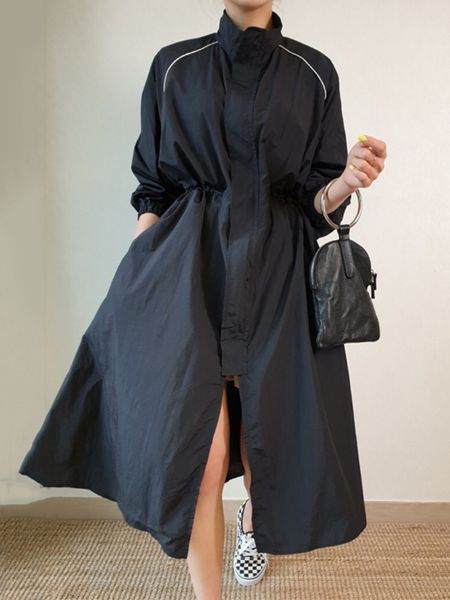 women's trench coats ewq female slit windbreaker korean chic allmatch coat outwear standup collar loose overcoats autumn 2023 summer 23, Tan;black
women's trench coats ewq female slit windbreaker korean chic allmatch coat outwear standup collar loose overcoats autumn 2023 summer 23, Tan;black
