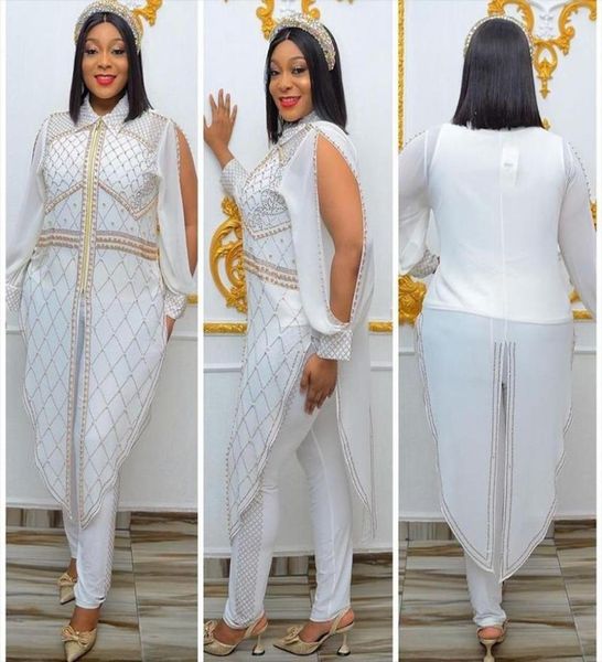 women fashion two piece pants sets long sleeve lapel neck crystal beading jacket and skinny pants plus size african womens set1263197, White
women fashion two piece pants sets long sleeve lapel neck crystal beading jacket and skinny pants plus size african womens set1263197, White