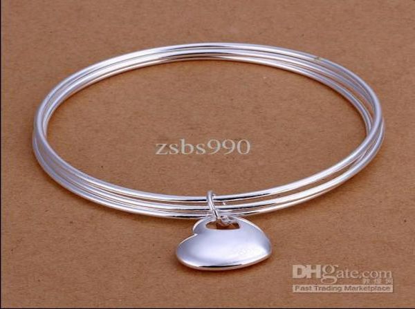 925 sterling silver plated heart pendant three laps bangles fashion jewelry for women 10pcslot2099039, Black
925 sterling silver plated heart pendant three laps bangles fashion jewelry for women 10pcslot2099039, Black
